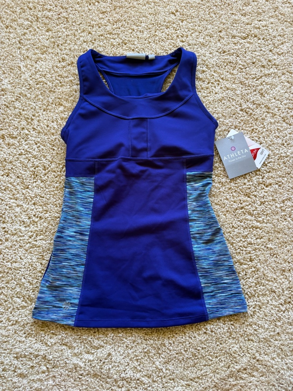 Athleta PR Tank 2 Sapphire Blue High Support All Sport Tank Built In Bra XS NWT